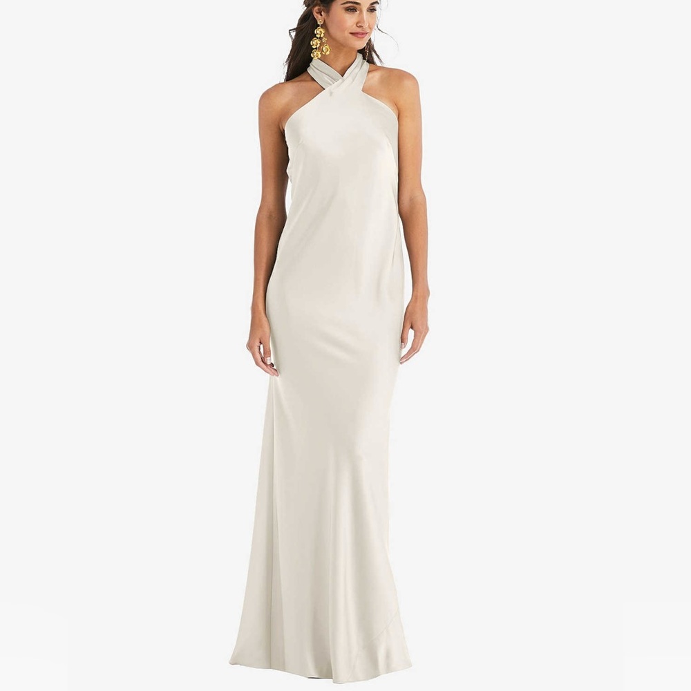 Dessy Collection Ivory Halter Maxi Dress